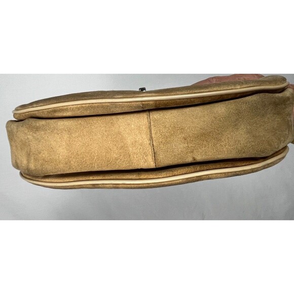 Nicholas Reich Vintage 50s Brown Suede Shoulder Bag Kiss Lock Coin‎ Purse USA - Picture 7 of 13